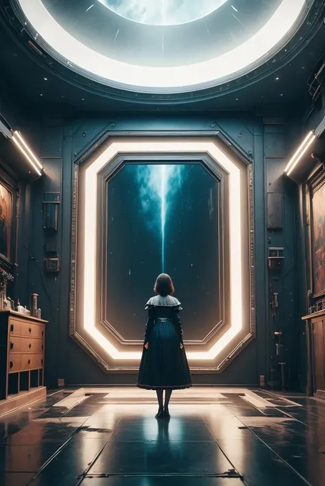 (masterpiece, best quality:1.3), hd, 8k, super details, science fiction, scenery, <lora:sci-fi-v1.2:0.5>, 1girl, dress,