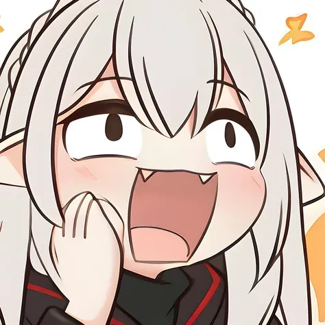 masterpiece,best quality,<lora:ff0-1:0.8>,grey hair,portrait,highres,hide hand,chibi,saliva