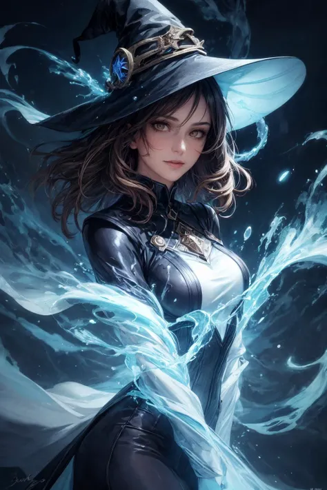 masterpiece, best quality, (realistic), (perfect face), intricate, sharp focus, <lora:add_detail:1>
1 girl, adult jewish woman, dark brown eyes, medium brown messy hair,
looking at viewer, solo, upper body, detailed background, light smile, witch hat, witch, magical atmosphere, hair flowing in the wind, yellow trimmed light colored clothes, dynamic pose, whirlwind of glowing elemental streams in the air, swirling portal, dark magic, (style-swirlmagic:0.8), floating particles, clouded background, updraft, backlighting,