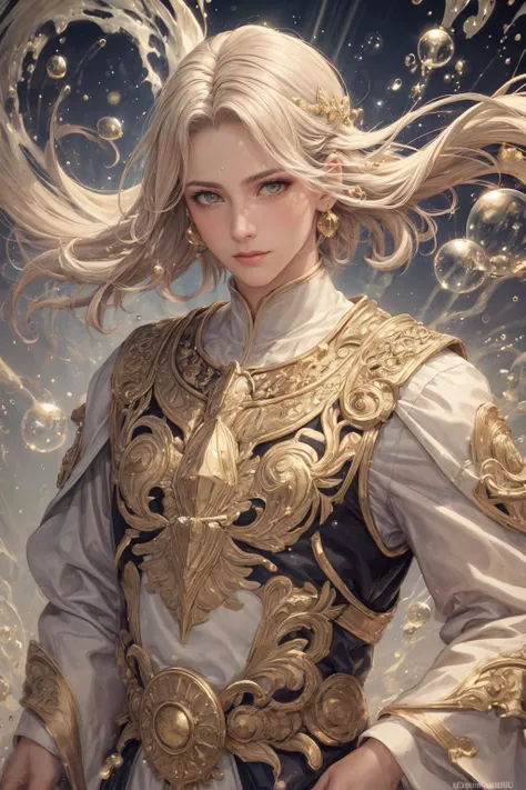 masterpiece, best quality, (realistic), (perfect face), intricate, sharp focus, <lora:add_detail:1>
(1man, muscular adult european male:1.2), grey eyes, dark brown hair, low-fade,
(style-swirlmagic:0.8), portrait, solo, half shot, looking down, detailed background, detailed face, (<lyco:DecorationBundlev2:0.4>, ivorygoldai, ivory-gold theme:1.1), bubble-mage, joyful, walking, colorful wizard robes, surrounded by colorful bubbles, rainbow, large bubbles, floating sparkling particles, transclucent, swirling bubbles, radiant, ethereal aura, bubbles in background, glittering sparks, bright colorful lighting, whirlwind, jovial ethereal atmosphere,
<lora:_rL2170:0.4>,