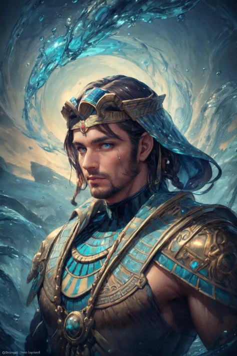 masterpiece, best quality, (realistic), (perfect face), intricate, sharp focus, <lora:add_detail:1>
(1man, muscular adult hungarian male:1.2), turquoise eyes, light brown hair, thin beard,
(style-swirlmagic:0.8), portrait, solo, upper body, looking at viewer, detailed background, detailed face, (<lyco:CulturePunkBundle-000007:0.5>, OldEgyptAI, ancient egyptian theme:1.1), water wizard, surrounded by swirling water, <lora:waterVFX:0.4> whirlwind of water, fantasy sorcerer clothes, walking, floating particles, focusing, ethereal dynamic, water, drops of water, vapor, lake in background, cliffs, backlighting, epic atmosphere,