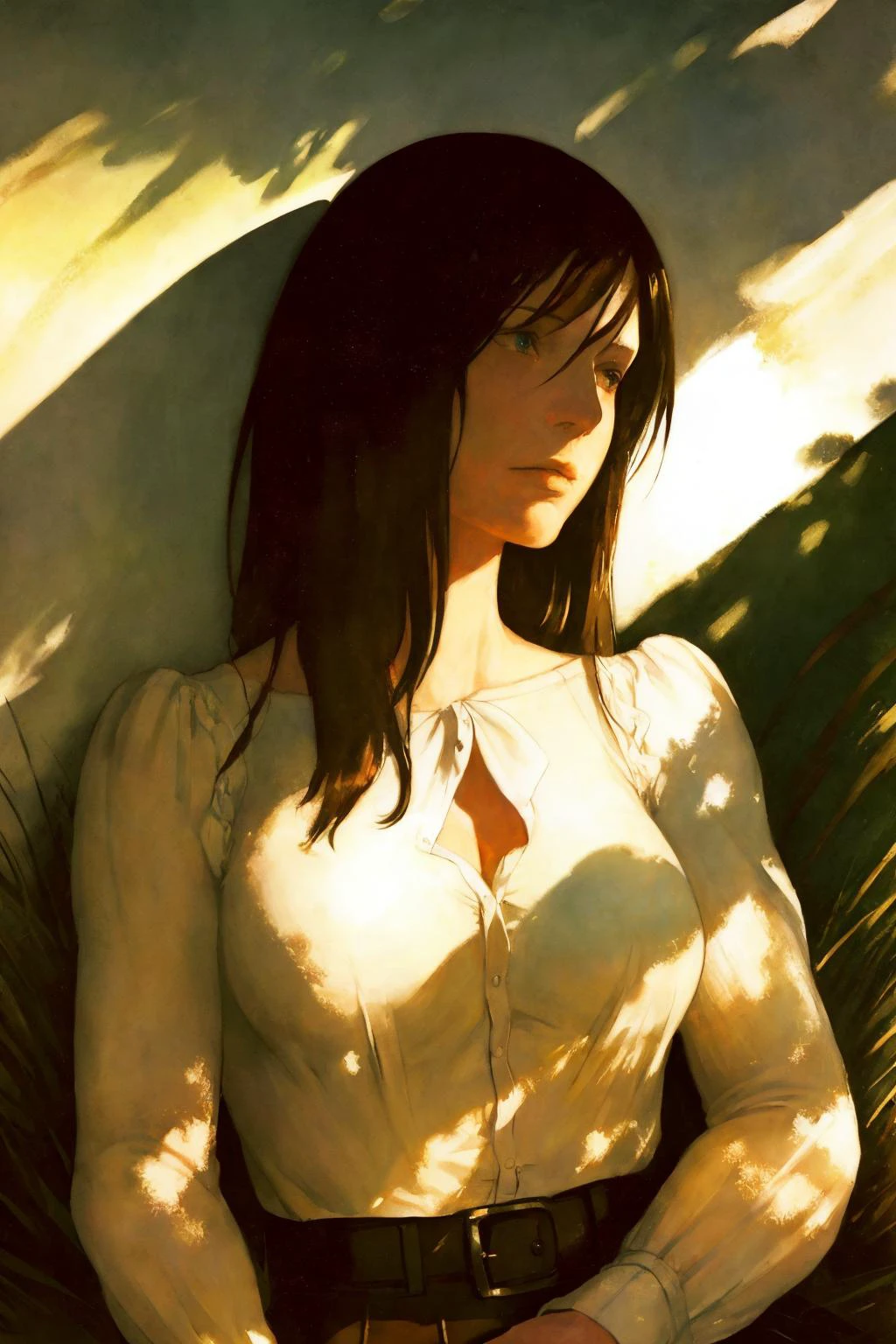 1 woman
Andrew Wyeth
(masterpiece ) (best quality) (dramatic lighting, best shadow)