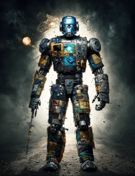 masterpiece, awesome quality, hyper detailed, DonMFr4nk3nst31n patchwork, male treadwell repair droid, psychic, <lora:DonMFr4nk3nst31n:0.8>