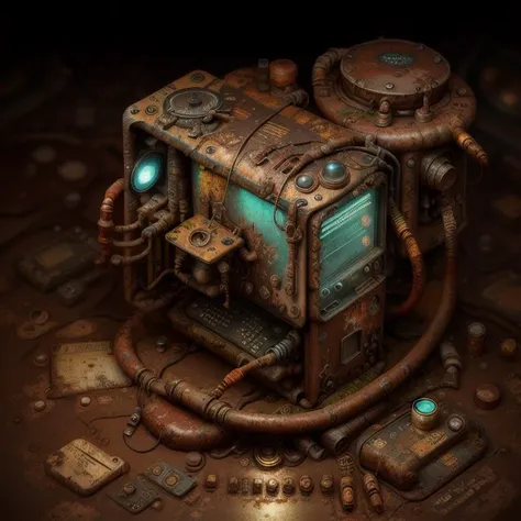 <lora:Old-Electronics - Trigger with Topnotch Artstyle:1> topnotch artstyle, rusted, computer case.