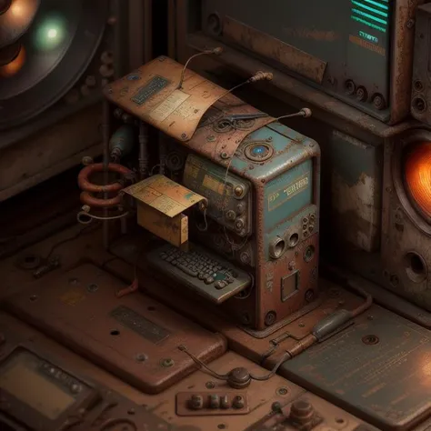 <lora:Old-Electronics - Trigger with Topnotch Artstyle:1> topnotch artstyle, rusted, computer case.