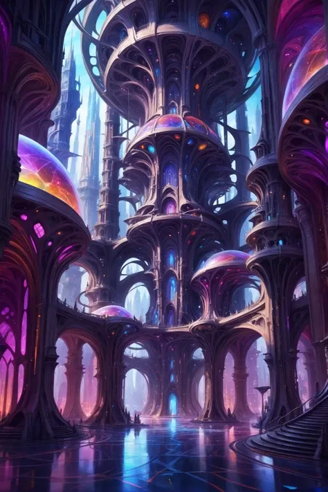 digital painting, network hub in a mysterious,pristine fantasy metropolis at the end of the multiverse, masterpiece, vibrant colors<lora:EnvyFlourishesXL01:1><lora:EnvyHazeSliderXL01:-1>