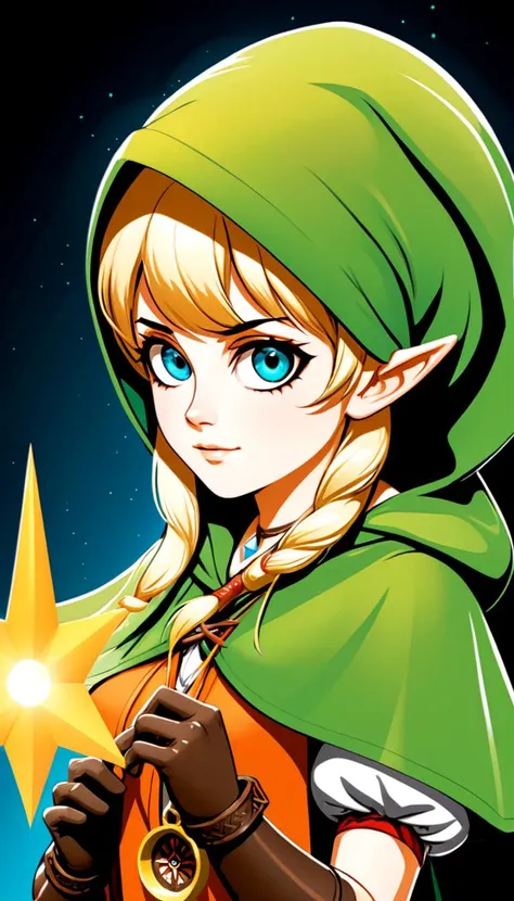 Linkle, extremely beautiful glowing piercing eyes, cinematic scene, hero view, action pose, scenery, detailed background, vivid, masterpiece, best quality, high quality, absurdres <lora:linkle_xl_v1:1>, Vector art, Vivid colors, Clean lines, Sharp edges, Minimalist, Precise geometry, Simplistic, Smooth curves, Bold outlines, Crisp shapes, Flat colors, Illustration art piece, High contrast shadows, Technical illustration, Graphic design, Vector graphics, High contrast, Precision artwork, Linear compositions, Scalable artwork, Digital art