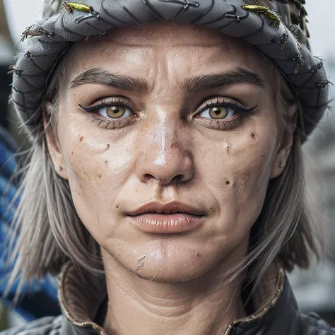 Raw photo of (((a motionless frog patiently ambushes a dragonfly in close proximity), Birdâs-eye view (full body shot:1.4), ((thin Eyebrow, eyebrow-sharpe exotic, eyebrow-color gray)), wearing Post-apocalyptic, shabby Nomad's Attire: Long-sleeved thermal shirt, torn vest, durable patched jeans, worn leather boots, wide-brimmed hat, large weathered backpack. with Wearing a Brass Knuckle Knife, snow,night,winter )),(natural skin texture:1.2),(high detailed skin:1.2), 8k uhd, dslr, soft lighting, high quality, film grain, Fujifilm XT3, BREAK, ((appearance:girl older woman and (Estonian:1.6) and (Square Round Face, Protruding Eyes, [eye color grey], Nose with an Acquiline Curve Shape, protruding upper lip, prominent cheeks, cleft chin) and (Medium, oval, firm breasts) and random hairstyle)), heavy slut makeup,heavy slut blusher, heavy slut eye shadow,heavy slut eyeliner,heavy slut mascara, heavy slutlip liner, red lipstick, ((ultra realistic, extremely fine details, natural skin texture)), extremely detailed eyes lips nose<lora:chilloutNsfwFix_v1:1>