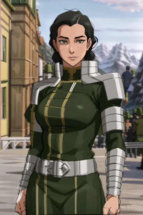 (mountain, gorgeous view)
(cowboy shot), sfw, (masterpiece), (best quality:1.0), (ultra highres:1.0), detailed eyes, detailed clothing texture, beautiful face, Kuvira posing, green outfit
<lora:Kuvira_TLOK:0.8>