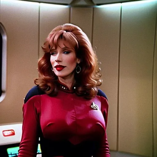 <lora:Peggy Bundy:0.8>Peggy Bundy in red trekngs1 in enterprise medbay,solo,big breasts, red lips,big earrings, realistic<lora:TNGV2:0.7>smile,analog style