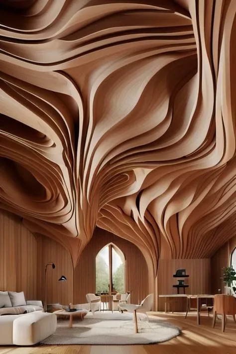 <lora:arch1904wavingceiling02:0.8> great hall with wooden waving ceiling, (photo realistic:1.2)