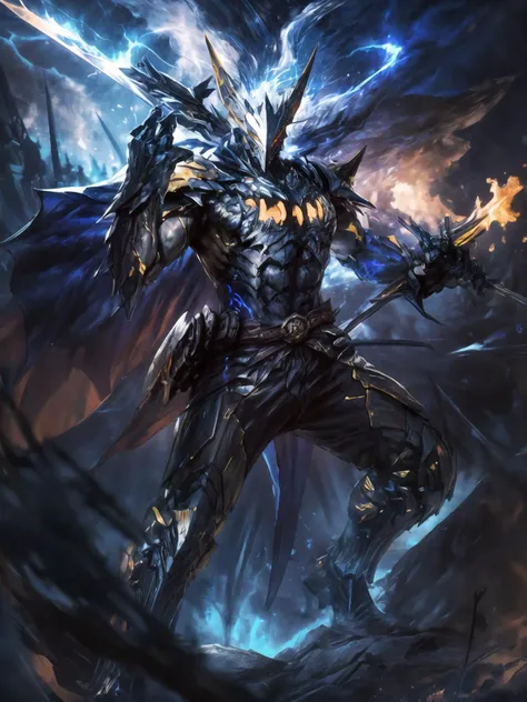 masterpiece,best quality,highres,cinematic lighting,dramatic angle,1boy,dark blue armor,maskedform,helmet,blue fire,holding flaming sword,looking at viewer,<lora:ShadowverseMaskedGhostV1-000015:0.8>,spikes,fangs,glowing yellow eyes,showing strength,ghost,souls,action pose,dynamic pose,dynamic angle,spikes,dark flame,extremeley detailed,grab pose,<lora:add_detail:1.5>,weapon over shoulder,