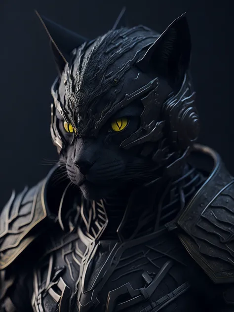 (realistic:1.3), poster,intricate details, ((cinematic light)), cat,hybrid,hyperealistic, scary, dark fantasy \(style\), detailed armor, detailed helmet