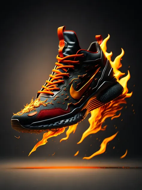 product photography dragon sneakers, epic render, octane, atmosphere, particles