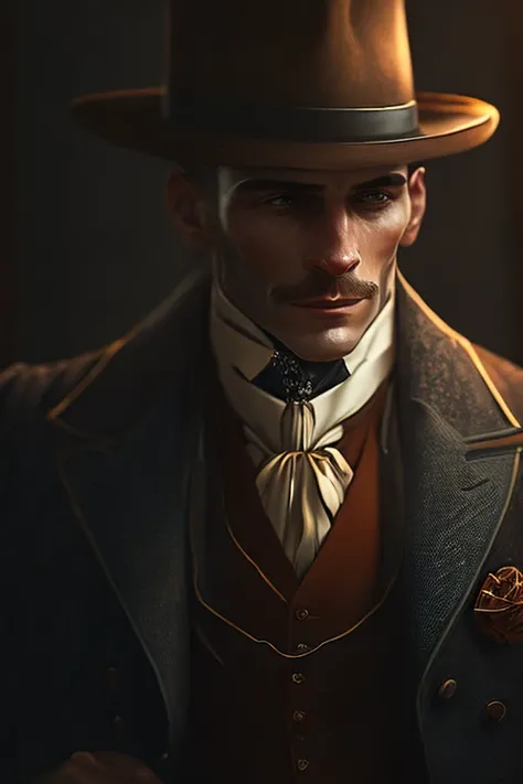 gentleman, 1920s, cinematic, fine details, 8k, (dark shot:0.7), Rembrandt lights, (backlit:1.3), (ArtStation:1.3)