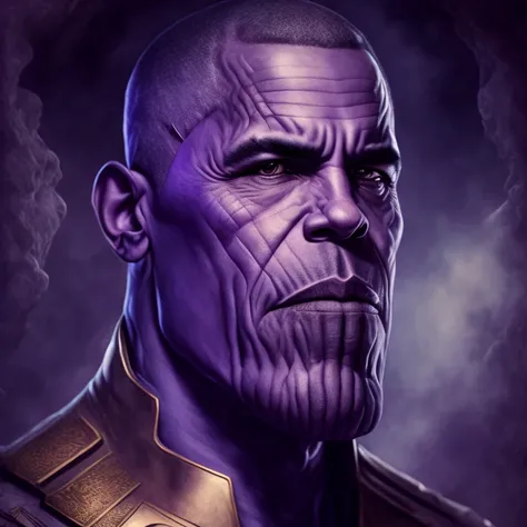 realistic portrait photo of Barack Obama, thnos, purple skin