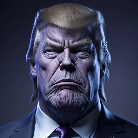 realistic portrait photo of Donald Trump, thnos,