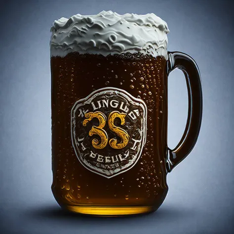 logo of a mug of beer with foam, 8k, art, centered