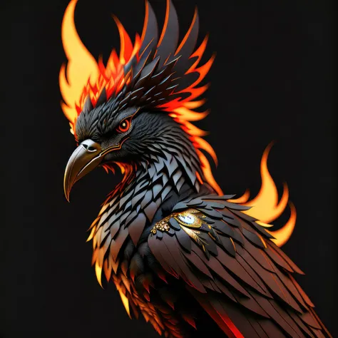 intricate and colorful, (digital painting:1.2) of phoenix firebird, (black background), by Artgerm, concept art, octane render, trending on artstation, iolibt, vfx, Blender and Photoshop, octane render, excellent composition, cinematic atmosphere, dynamic dramatic cinematic lighting, aesthetic, very inspirational, arthouse