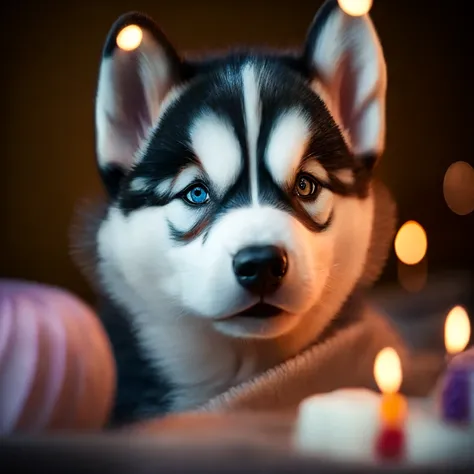 Happy couleur photo of cute husky puppy with an elegant jacket at a birthday party, wide angle macro, hard light, high contrast, (epic photography:1.3) (dark scene:1.2) with moody side light, (rim light:1.2) silhouette, (UTIL_PortraitHelper:0.6), (STY_mjgs:0.3) (STY_MJ_dgtlv2:0.3) <hypernet:mjv4Hypernetwork_v1:0.3> kc16-v3-6250 (STY_rzminjourney:0.3) rule of thirds Ying Yeng Fibonacci spiral composition, Hasselblad Fujifilm medium format, carl Zeiss, stunning contrast, incredible dynamic range