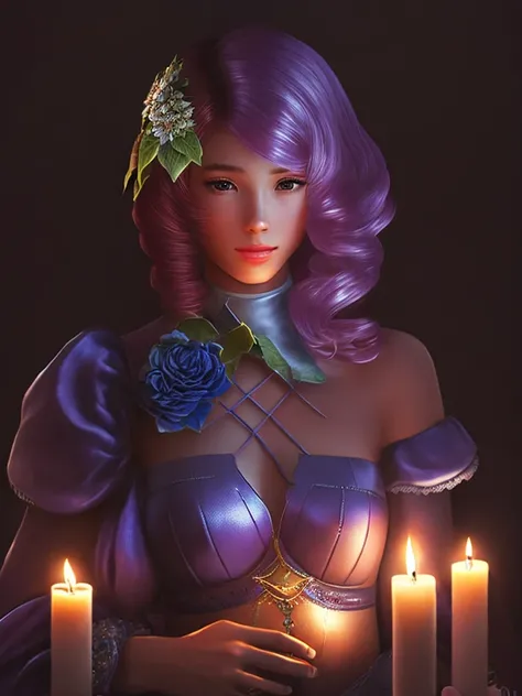full body portrait of alisabcnv clsstl, (candlelight on face:1.1), (long wavy hair), (candles:1.1), eyes shining with happiness, slightly opened mouth, medium breasts, thin waist, intricate, highly detailed, perfect image, cinematic lighting, very detailed face and eyes, (dark ambience:1.5), (dimly lit:1.1), elaborate fantasy atmosphere, high-quality photo, photorealistic painting by Ed Blinkey, trending on artStation, high detail, sharp focus, dramatic <lora:theovercomer8sContrastFix_sd21768:1>