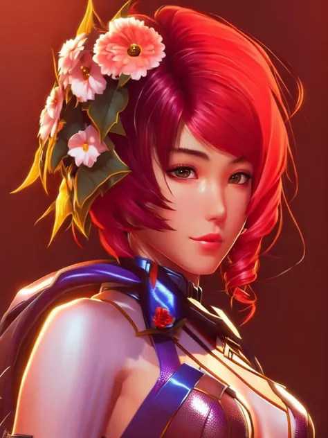 anime half body portrait of alisabcnv wearing bnycstm, cgsociety masterpiece,  flowers everywhere, artstation trending, by rossdraws, ghibli, Kimi no Na wa, greg rutkowski