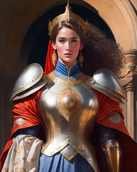 modelshoot style, (extremely detailed CG unity 8k wallpaper), full shot body photo of the most beautiful artwork in the world, medieval armor, professional majestic oil painting by Ed Blinkey, Atey Ghailan, Studio Ghibli, by Jeremy Mann, Greg Manchess, Antonio Moro, trending on ArtStation, trending on CGSociety, Intricate, High Detail, Sharp focus, dramatic, photorealistic painting art by midjourney and greg rutkowski