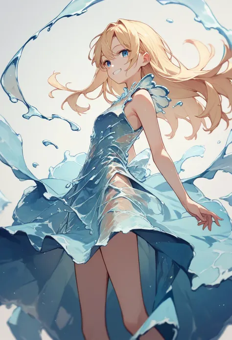 score_9, score_8_up, score_7_up, score_6_up, source_anime, <lora:water_dress_v0.2-pony:1>
1girl, blonde hair, long hair, liquid dress,
blue eyes, smile,