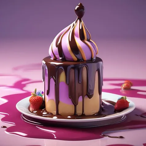 In this artwork created by the talented artist Emily Brown using Unreal Engine, we are transported to a dreamy and surreal world where drippy desserts take center stage. The scene is bathed in vibrant colors and illuminated with Unreal Engine's realistic lighting, making the desserts' glazes and drizzles appear even more tantalizing. Chocolate fudge sauce flows like a river, caramel drips from the edges, and berry coulis swirls around the dessert creations, creating an otherworldly and enticing atmosphere. Emily Brown's masterful use of the Unreal Engine brings these surreal drippy desserts to life, leaving viewers craving for a sweet and delightful experience.