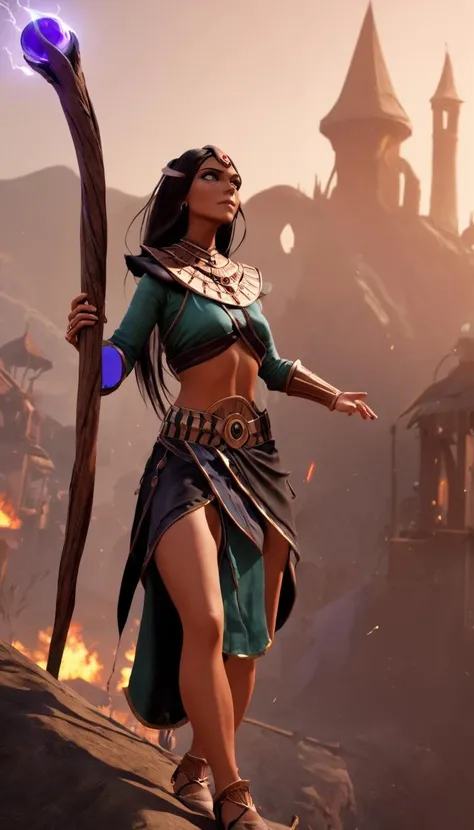 Cinematic scene, hero view, d2s sorceress <lora:diablo_2_sorceress_xl_v1:1>, action pose, detailed background, masterpiece, best quality, high quality, highres, absurdres