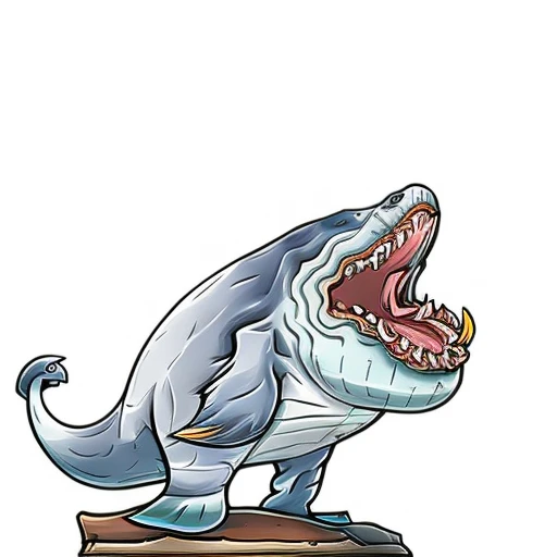 ((papermini, printableheroes)), a grey-skinned large whale, standing over rocky ocean sand, animal, sea creature, aquatic life, gaping mouth open, ((white background)) <lora:papermini_v1-3:1.0>