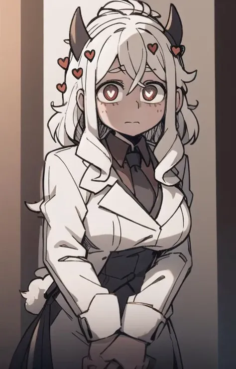 best quality, masterpiece, best shadow, shade, beautiful lighting, High Contrast, modeus with heart shapes and heart shaped pupils, coffee shop, night, colored lights,formal wear <lora:helltakerv1 te.2:0.6> <lora:Helltaker:0.4><lora:Masterpiace:0.2> <lora:40_niji:0.4>