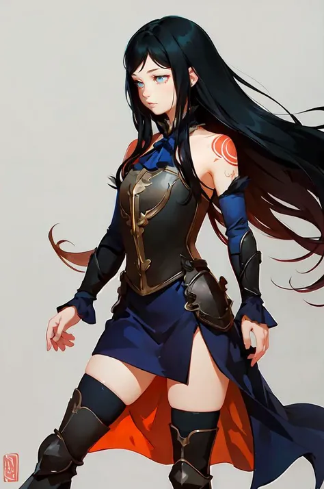 ultra detailed, masterpiece, best quality, solo, <lora:alkemanubis_style_v1_weight13:0.7>
<lora:shanoa-nvwls-v2:0.85> shanoa, tattoo, armor, blue dress, detached sleeves, thigh boots,