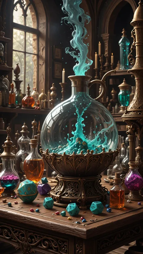 Ethereal fantasy concept art of a Mage brewing potions. Dice, magnificent, celestial, ethereal, painterly, epic, majestic, magical, fantasy art, cover art, dreamy, insanely detailed and intricate, hyper maximalist, elegant, hyper realistic, super detailed, vivid colours, ornate, dynamic, articulate, 8K, <lora:3D_Framed_Wall_Art_-_By_DICE:0.6>, (Framed 3D), EPIC, high budget Hollywood movie, volumetric, Painstaking Attention To Detail, UHD