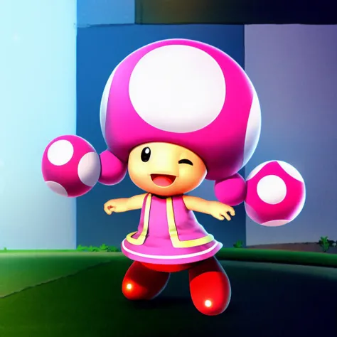 normette, toadette, smile, arms, pink dress, pants, anime, <lora:toadettefinalc1v1-09:1>