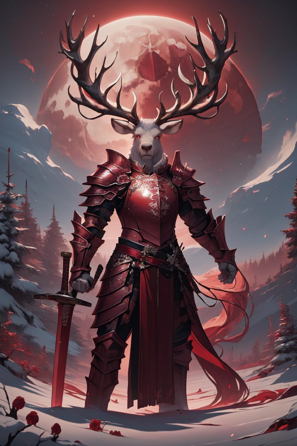 Red Reindeer Knight (OC) LoRA reindeerknight-richy-v1