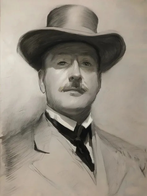 1man,best quality,highly detailed,sketch,style of John Singer Sargent,<lora:sargent-000005:0.55>,