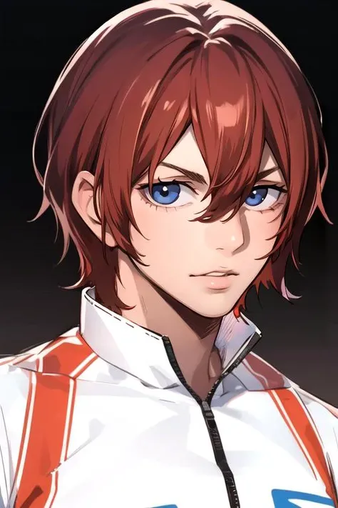 photorealistic, (4k), depth of field, (Masterpiece), (realistic skin texture), extremely detailed, intricate, hyper detailed, high resolution, professional photography, , depth of field, sharp detail, best quality, looking at viewer, 1boy, solo, male focus, <lora:hayato_shinkai:0.8>, hayato_shinkai, red hair, blue eyes, hair between eyes, , construction site, Blu-ray