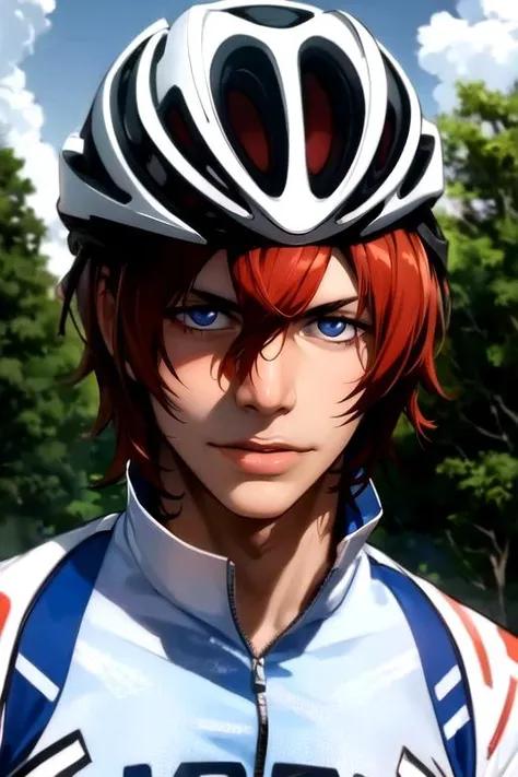 photorealistic, (4k), depth of field, (Masterpiece), (realistic skin texture), extremely detailed, intricate, hyper detailed, high resolution, professional photography, , depth of field, sharp detail, best quality, looking at viewer, 1boy, solo, male focus, <lora:hayato_shinkai:0.94>, hayato_shinkai, red hair, blue eyes, , , , High resolution