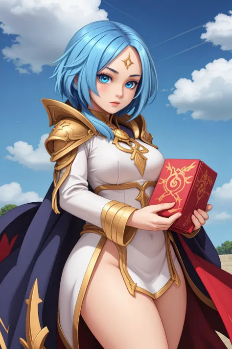 sky blue, 1girl, summoner