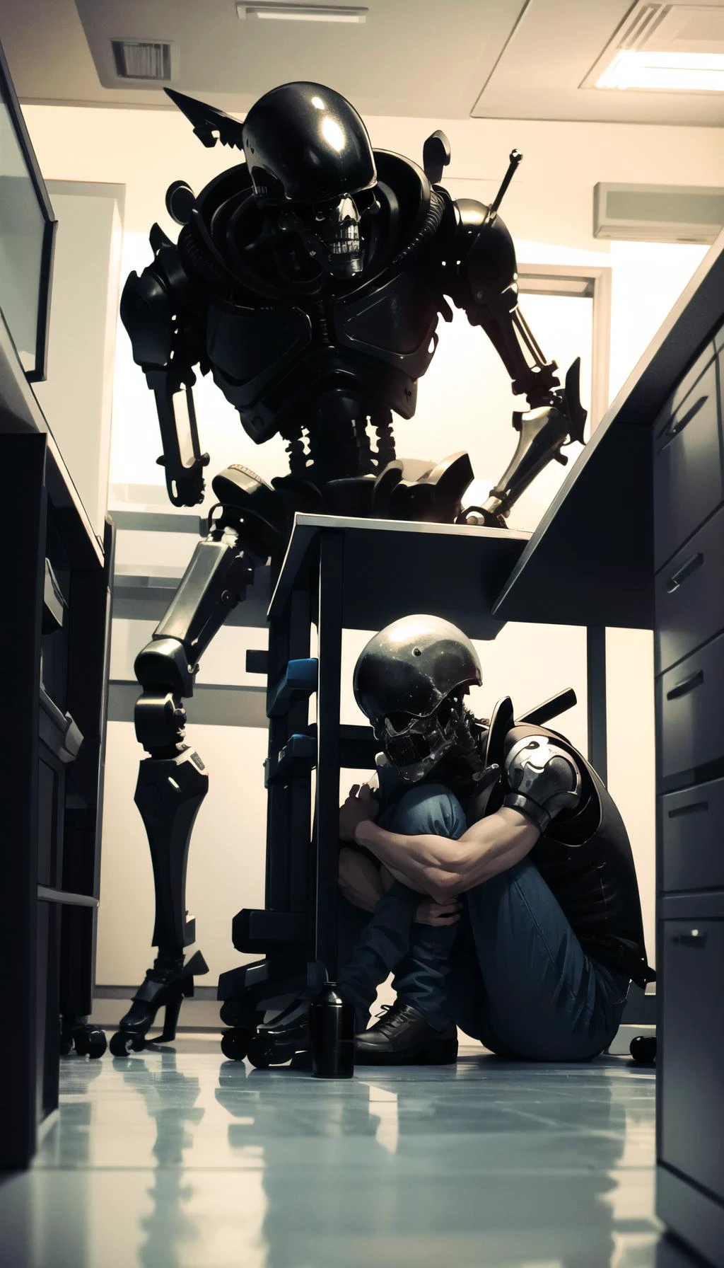 (cowboy shot), sfw, (masterpiece), (best quality:1.0), (ultra highres:1.0), detailed eyes,
BREAK
<lora:xeno-14:0.5> xeno,
<lora:HidingFromTerminator, sitting, under table, crying, skeleton:0.8> HidingFromTerminator, sitting, under table, crying, skeleton