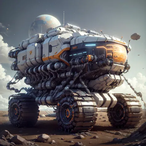 <lora:LunarPunkAI:.9> LunarPunkAI combine harvester , detailed, intricate