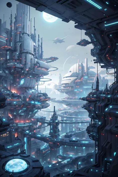 (detailed realistic background:1.3),
(official art, beautiful and aesthetic:1.2),
<lora:LunarPunkAI:1> LunarPunkAI Futuristic city wide viewpoint with a crowd of colonists, blue window lights,