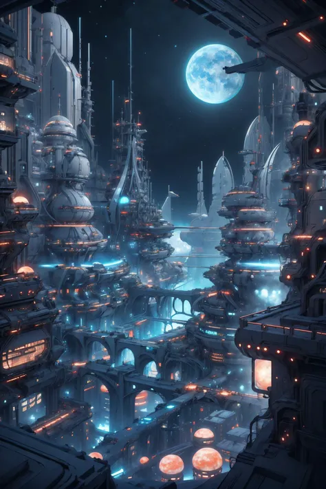 (detailed realistic background:1.3),
(official art, beautiful and aesthetic:1.2),
<lora:LunarPunkAI:1> LunarPunkAI Futuristic city wide viewpoint with a crowd of colonists, blue window lights,