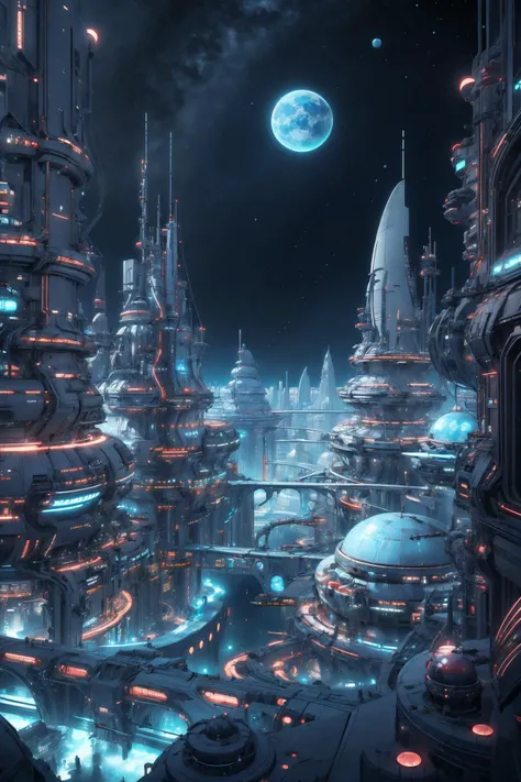 (detailed realistic background:1.3),
(official art, beautiful and aesthetic:1.2),
<lora:LunarPunkAI:1> LunarPunkAI Futuristic city wide viewpoint with a crowd of colonists, blue window lights,