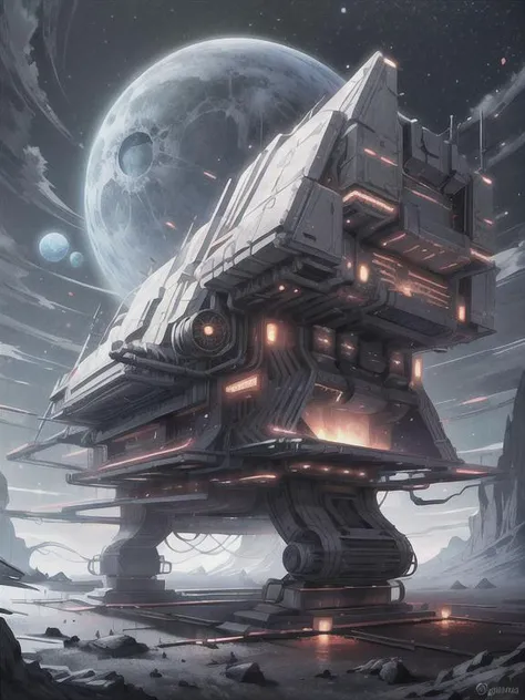 <lora:LunarPunkAI:1> LunarPunkAI, geometric, rectangular, glossy, reflective, open crater, monolith, night, stars in the background, detailed, intricate <lora:more_details:0.6>