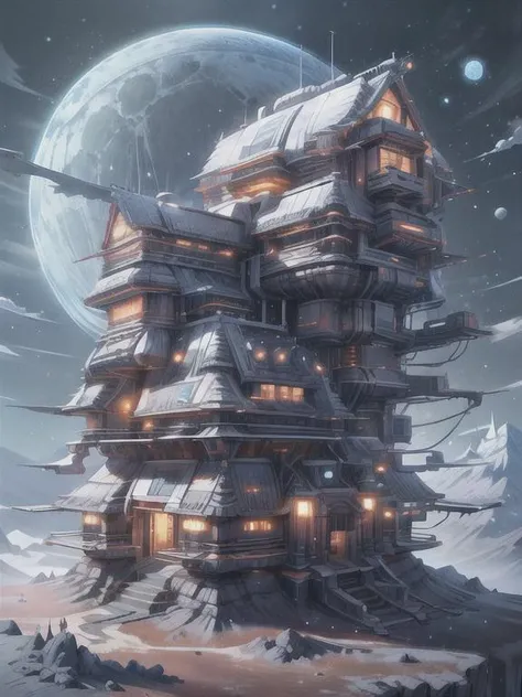 <lora:LunarPunkAI:1> LunarPunkAI mountain villa, detailed, intricate <lora:more_details:0.6>