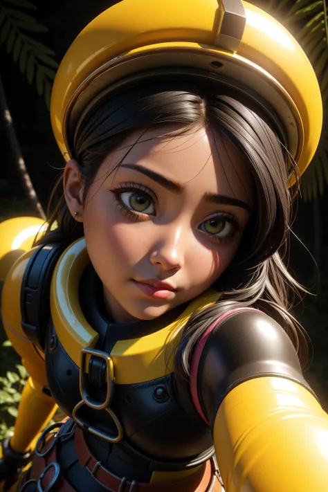 1girl, grand portrait, (fluorescent yellow theme:0.7) , close up of a [Shaky|Inconsiderate] Fruit-Flavored ("The descent into hell":1.3) , near Evil Sequoia National Park, desolate jungle with Olive, at Nighttime, tilt shift, Classical, Depressing, Qajar Art, Accent lighting, 35mm, Fujifilm Superia, Embossing, Encaustic Paint, RTX, adobe lightroom, close-up, sad