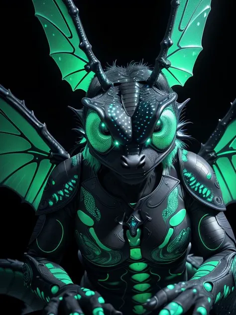 (Pui), (UHD:1.2),
(from above),
close-up encounter with a (bioluminescent:1.28) (dragon-fly:1.2) (dragon head), its (iridescent wings shimmering:1.1) intricate details of its (compound eyes:1.18), black background, (mossy log:1.1),
(neon color scheme: 
(black background:1.2), (darkness:1.0), (dim glow:1.2),
(neon blue:0.1)
(neon pink:0.7)
(neon yellow:0.3)
)
(hyperdetailed:1.2)
subsurface scattering, (Photorealistic:1.2), Hyperrealistic, analog style, realistic, film photography, (background visible:1.2),
(Style: highres photo, cinematic Lighting, trending on artstation, ((high quality:1.2, masterpiece:1.2)), (8k resolution), high details, incredibly absurdres, )