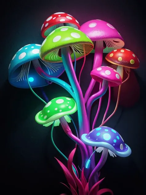 graffiti art, ((wall graffiti1.2) neon mushroom), spray paint, portrait, painting, lineart, glowing mycelium, crystals, (bioluminescence:1.1),
(Style: realism, (epic:1.2), realistic, photo, trending on artstation, (pixar:0.5), ((high quality:1.2, masterpiece:1.2)) , (8k resolution) , high details, incredibly absurdres, color connection, colorized, colorful),